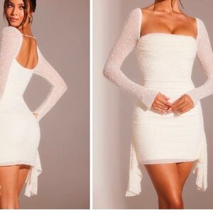 Oh Polly white long sleeve embellished dress